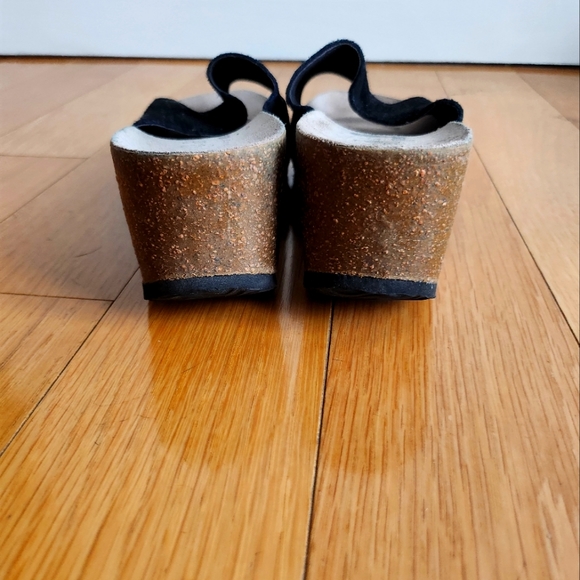 Black Suade Wedge Sandals - Picture 3 of 5